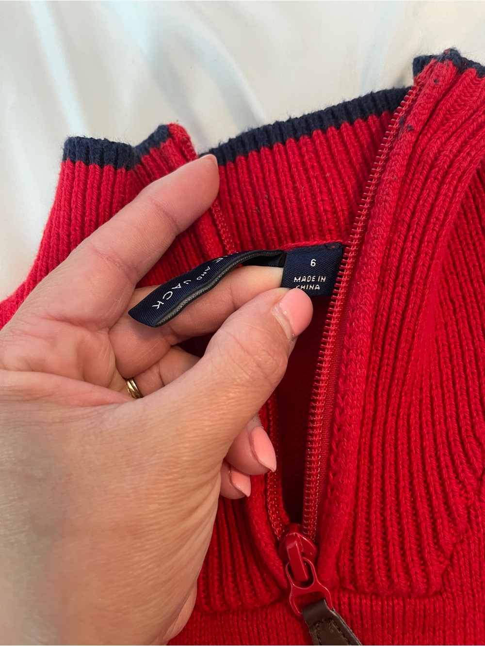 Janie and Jack Green and Red Half-Zip Sweaters - Picture 4 of 12